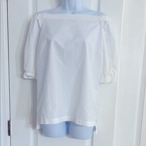 Ralph Lauren White Off-the-Shoulder 3/4 Sleeve Blouse